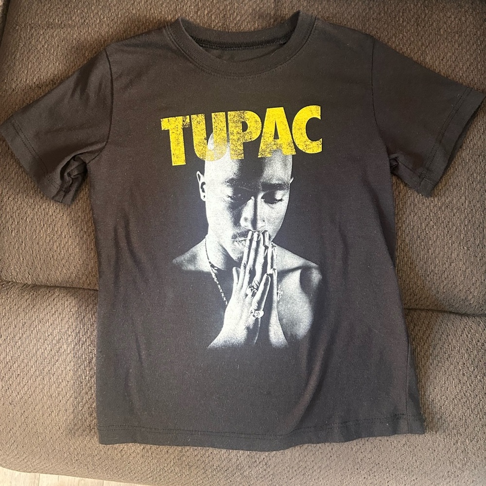 Tupac Graphic Tee in Black with Yellow Logo